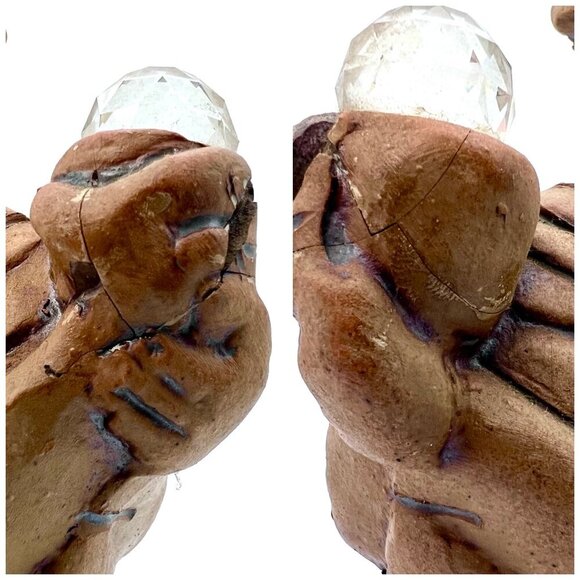 1986 Handmade Stoneware Dragon Sculpture With Crystal Ball - Picture 8 of 8